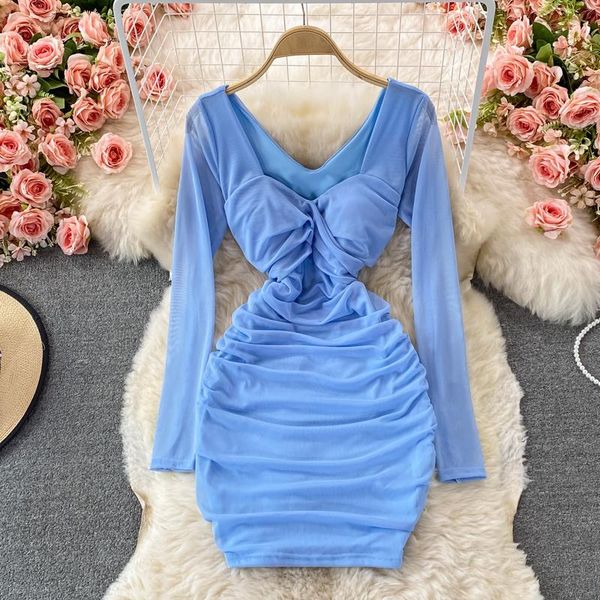 casual dresses 2021 autumn design wrinkle kink waist slim square neck wrap hip elastic mesh dress, Black;gray
casual dresses 2021 autumn design wrinkle kink waist slim square neck wrap hip elastic mesh dress, Black;gray
