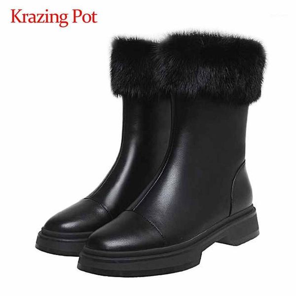 boots krazing pot plus size snow real cow leather handmade round toe thick med heel back zipper winter warm ankle l6f91, Black
boots krazing pot plus size snow real cow leather handmade round toe thick med heel back zipper winter warm ankle l6f91, Black