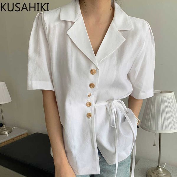 korean lace up slim waist blouse shirt short sleeve notched collar blusas causal back button chic women 6h153 210603, White
korean lace up slim waist blouse shirt short sleeve notched collar blusas causal back button chic women 6h153 210603, White