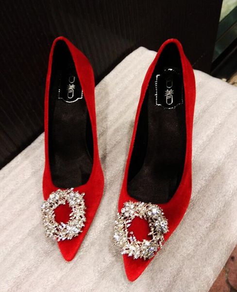 spring new ladies high heels pointed toe shoes light color female crystal velvet casual dress shoes, Black
spring new ladies high heels pointed toe shoes light color female crystal velvet casual dress shoes, Black