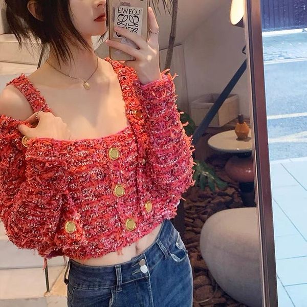 women's knits & tees 2021fw autumn luxury women red tweed vest tank + cardigan female sweater suits sets ddxgz2v 7.19, White
women's knits & tees 2021fw autumn luxury women red tweed vest tank + cardigan female sweater suits sets ddxgz2v 7.19, White