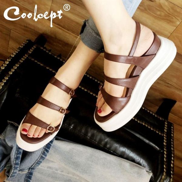 coolcept real leather women's sandals two buckles platform trifle ladies shoes for summer outdoor casual footwear size 34-39 dress, Black
coolcept real leather women's sandals two buckles platform trifle ladies shoes for summer outdoor casual footwear size 34-39 dress, Black