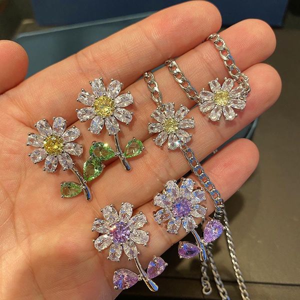 earrings & necklace summer fresh cute little daisy flower sun stud cubic zirconia pendant cz crystal charm chain bracelet, Silver
earrings & necklace summer fresh cute little daisy flower sun stud cubic zirconia pendant cz crystal charm chain bracelet, Silver