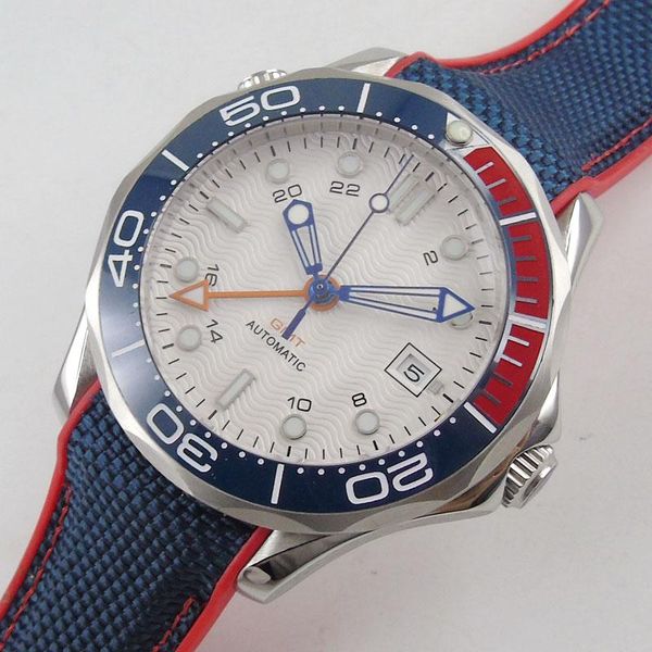 wristwatches 41mm white sterile dial self winding automatic gmt movement sapphire glass red rubber strap date window men's watch, Slivery;brown
wristwatches 41mm white sterile dial self winding automatic gmt movement sapphire glass red rubber strap date window men's watch, Slivery;brown