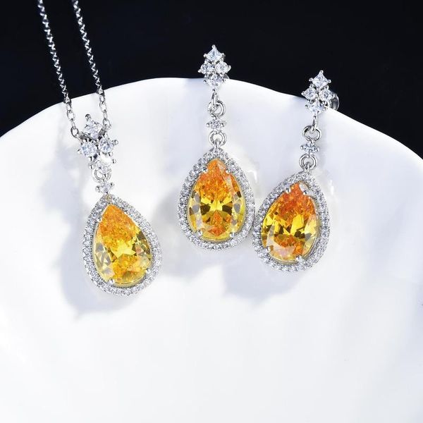 earrings & necklace classic luxury yellow blue pink z women's jewelry set fashion trendy water drop earring pendant wedding, Silver
earrings & necklace classic luxury yellow blue pink z women's jewelry set fashion trendy water drop earring pendant wedding, Silver