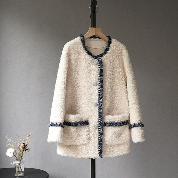 women's fur & faux winter genuine sheepskin coats ladies o-neck sheep shearing jacket female thick warm wool outerwear women clothing y, Black
women's fur & faux winter genuine sheepskin coats ladies o-neck sheep shearing jacket female thick warm wool outerwear women clothing y, Black