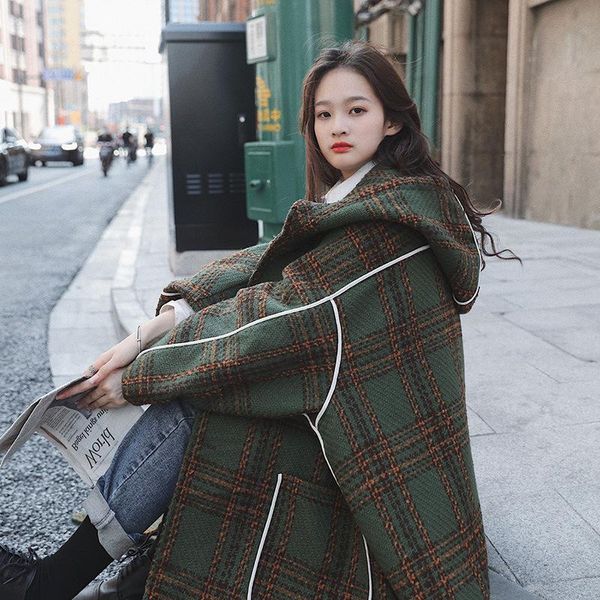 women's wool & blends long coat whom the 2021 qiu dong han edition woolen cloth hooded single-breasted restoring ancient ways, Black
women's wool & blends long coat whom the 2021 qiu dong han edition woolen cloth hooded single-breasted restoring ancient ways, Black