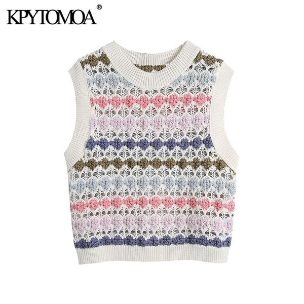 women fashion hollow out cropped knitted vest sweater vintage o neck sleeveless female waistcoat chic 210416, White;black
women fashion hollow out cropped knitted vest sweater vintage o neck sleeveless female waistcoat chic 210416, White;black