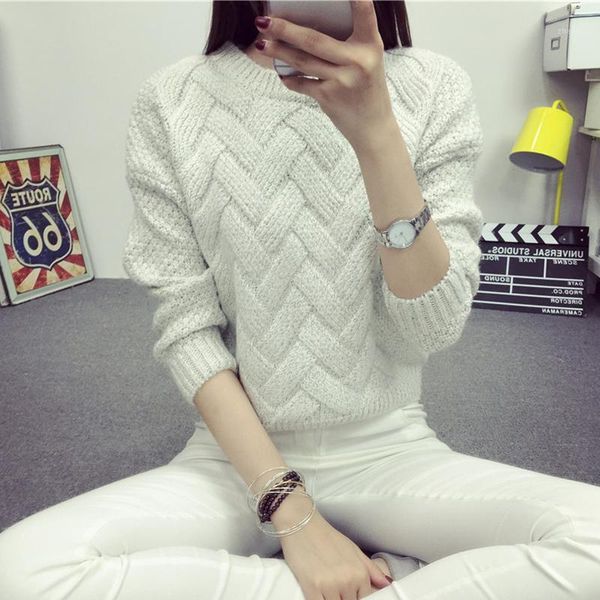 autumn winter women casual kintted sweater o-neck solid color pullover basic loose female knitwear jumeper women's sweaters, White;black
autumn winter women casual kintted sweater o-neck solid color pullover basic loose female knitwear jumeper women's sweaters, White;black