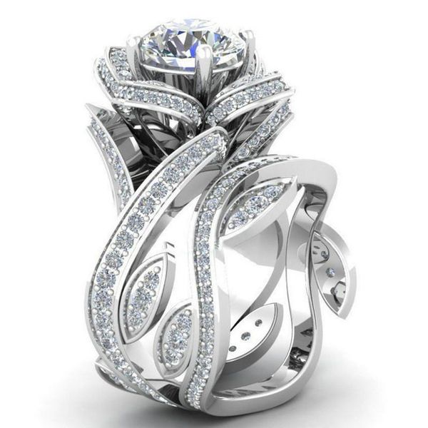 wedding rings romantic rose flower inlaid zircon rhinestone decorative ring elegant women's party promise jewelry, Slivery;golden
wedding rings romantic rose flower inlaid zircon rhinestone decorative ring elegant women's party promise jewelry, Slivery;golden