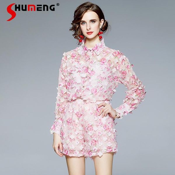 women's tracksuits 2021 early autumn female european fashion stylish 3d flower shirt high waist shorts sweet two-piece suits, Gray
women's tracksuits 2021 early autumn female european fashion stylish 3d flower shirt high waist shorts sweet two-piece suits, Gray