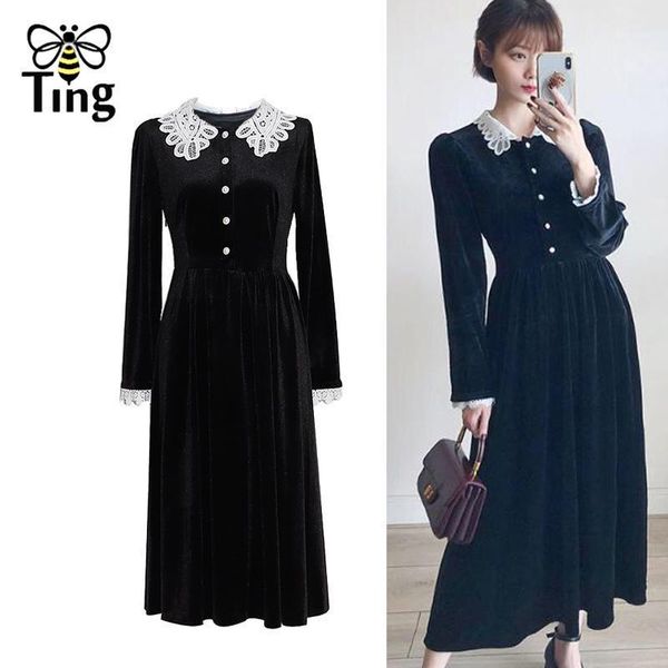 casual dresses tingfly vintage elegant lady lace lapel collar black velvet a line dress egirl chic winter midi long vestido frocks, Black;gray
casual dresses tingfly vintage elegant lady lace lapel collar black velvet a line dress egirl chic winter midi long vestido frocks, Black;gray