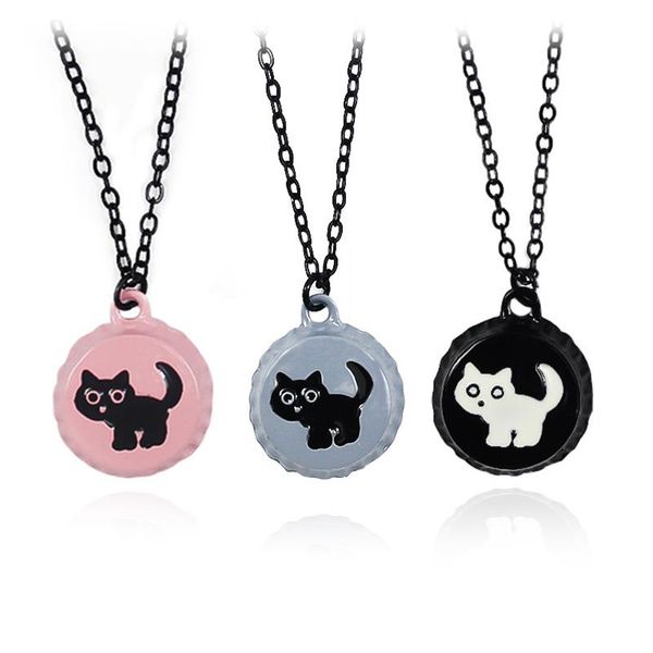 chains cute women girls cat soda cap necklace pink blue black bottle kitty charm necklaces pendants jewelry gift wholesale, Silver
chains cute women girls cat soda cap necklace pink blue black bottle kitty charm necklaces pendants jewelry gift wholesale, Silver