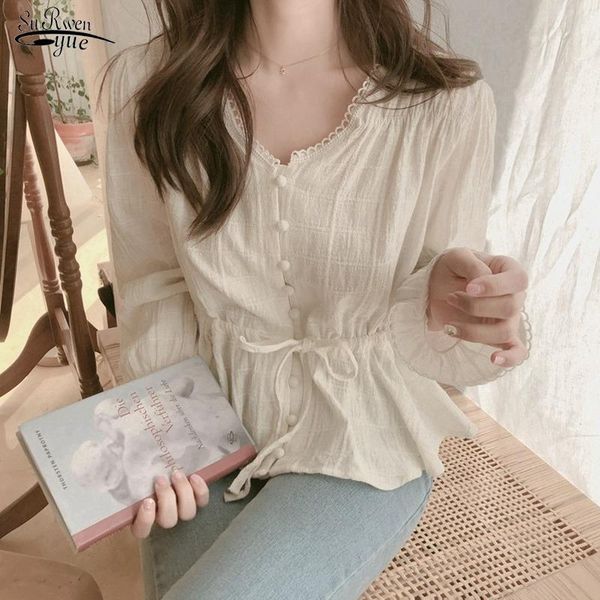 women's blouses & shirts 2021 fall chic lace long sleeve shirt v-neck white blouse sashes casual woman clothes women chemisier femme 95
women's blouses & shirts 2021 fall chic lace long sleeve shirt v-neck white blouse sashes casual woman clothes women chemisier femme 95