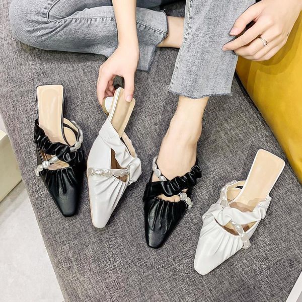 slippers baotou sandals women 2021 summer thick heel fold beaded roman shoes for, Black
slippers baotou sandals women 2021 summer thick heel fold beaded roman shoes for, Black