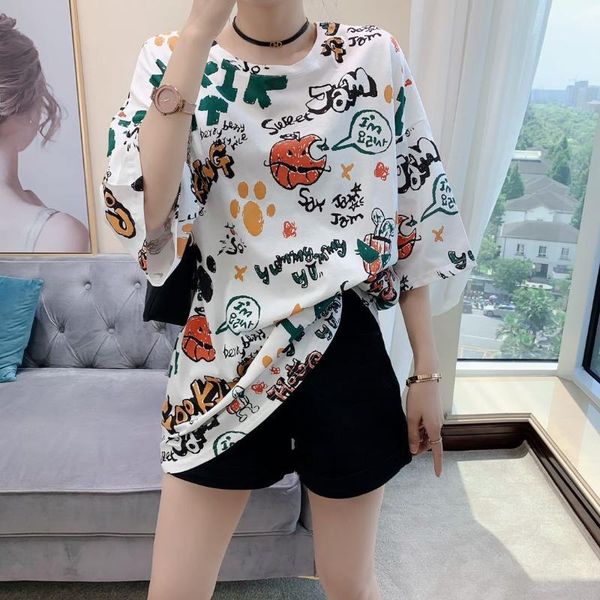 cotton round neck loose print graffiti t-shirt korean version 2021 summer fashion female student leisure women's, White
cotton round neck loose print graffiti t-shirt korean version 2021 summer fashion female student leisure women's, White