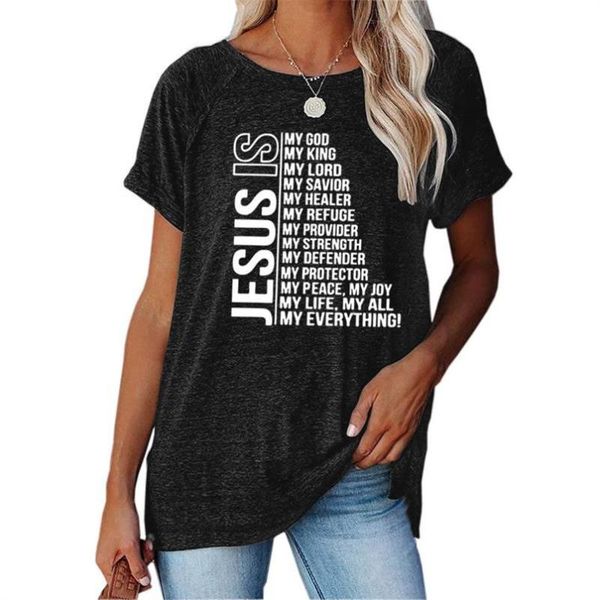 women's t-shirt jesus is my god king everything women vintage harajuku christian faith short sleeve streetwear graphic tees female, White
women's t-shirt jesus is my god king everything women vintage harajuku christian faith short sleeve streetwear graphic tees female, White