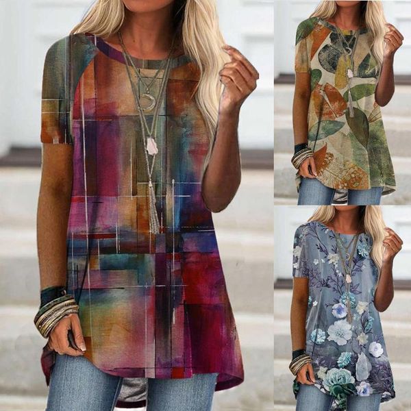 women's blouses & shirts fashion bluses for women o-neck short sleeve printed long shirt blouse loose summer ladies clothing femme blu, White
women's blouses & shirts fashion bluses for women o-neck short sleeve printed long shirt blouse loose summer ladies clothing femme blu, White