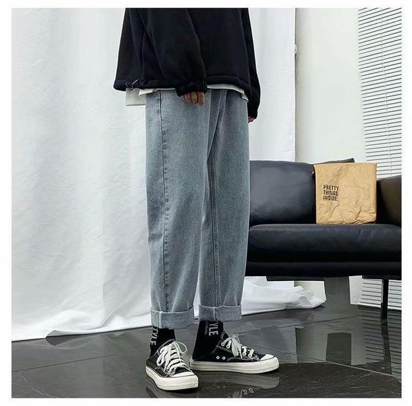 men's jeans men loose straight leg pants elastic waist teenager casual mouth kpop clothes hip hop wide long retro, Blue
men's jeans men loose straight leg pants elastic waist teenager casual mouth kpop clothes hip hop wide long retro, Blue