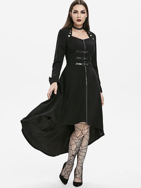women's trench coats plus size gothic women coat casual high low button embellished autumn fashion dip hem zip up long outwear, Tan;black
women's trench coats plus size gothic women coat casual high low button embellished autumn fashion dip hem zip up long outwear, Tan;black