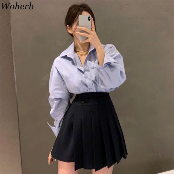 loose white shirt slim pleated mini skirt office lady suit korean femme roupas elegant 2 piece set ropa mujer 210519
loose white shirt slim pleated mini skirt office lady suit korean femme roupas elegant 2 piece set ropa mujer 210519