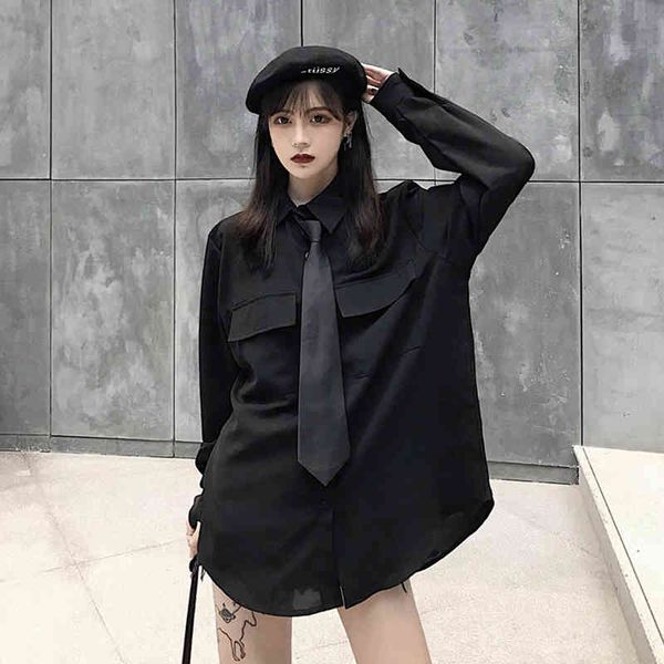 summer women's long-sleeved black shirt korean dark loose harajuku style gd508 210506, White
summer women's long-sleeved black shirt korean dark loose harajuku style gd508 210506, White
