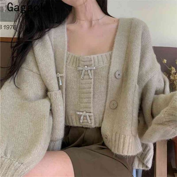 sweet two piece set women spring autumn knitted korean fashion chic warm outfits v neck cardigans + tank 210531, White
sweet two piece set women spring autumn knitted korean fashion chic warm outfits v neck cardigans + tank 210531, White