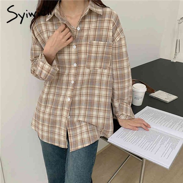 syiwidii plaid vintage button up blouses women turn-down collar long sleeve loose clothing spring korean fashion new shirts 210417, White
syiwidii plaid vintage button up blouses women turn-down collar long sleeve loose clothing spring korean fashion new shirts 210417, White