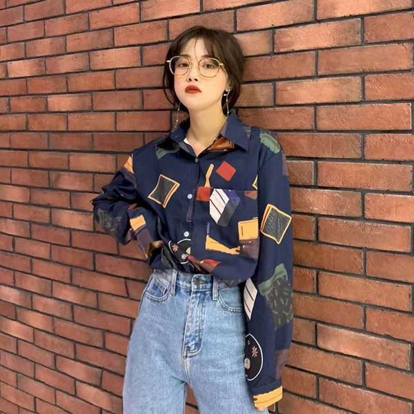 women's knits & tees spring autumn blouse retro hong kong flavor loose mid-length fashion all-match lapel long-sleeved shirt, White
women's knits & tees spring autumn blouse retro hong kong flavor loose mid-length fashion all-match lapel long-sleeved shirt, White