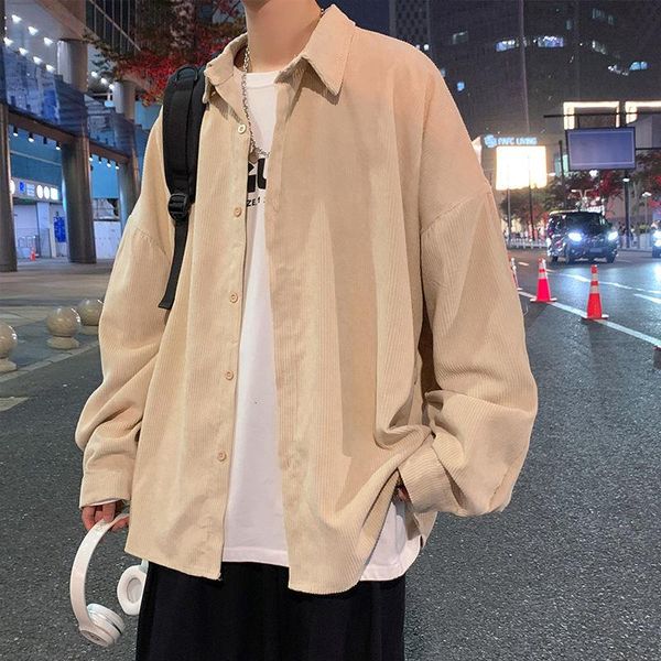 men's casual shirts corduroy oversized long sleeve shirt solid color spring autumn blouses korean style male vintage cardigan, White;black
men's casual shirts corduroy oversized long sleeve shirt solid color spring autumn blouses korean style male vintage cardigan, White;black