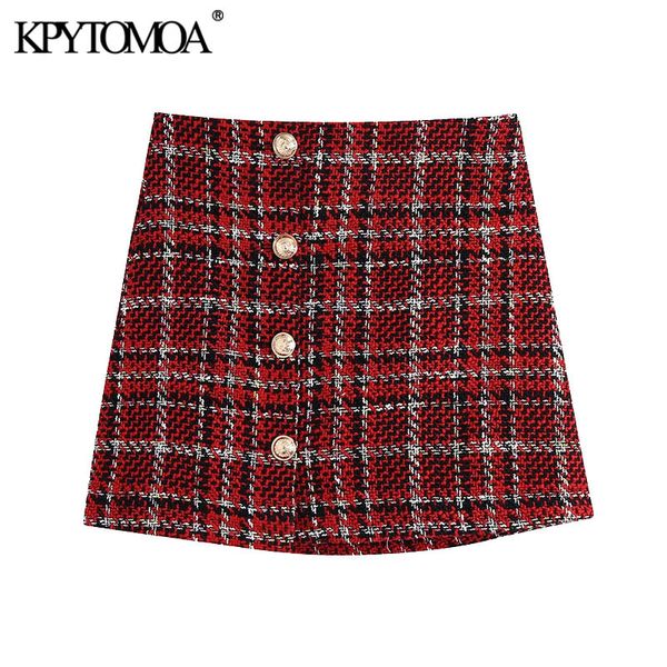 women fashion with metal buttons tweed check mini skirt vintage a line high waist female skirts mujer 210416, Black
women fashion with metal buttons tweed check mini skirt vintage a line high waist female skirts mujer 210416, Black