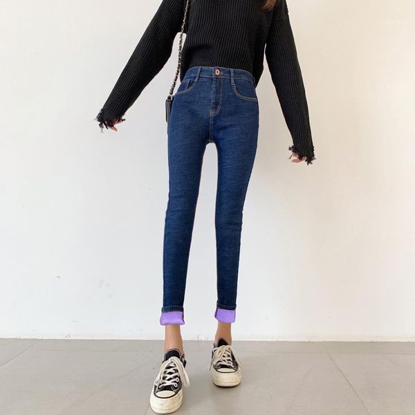 plus velvet thick jeans women's high waist winter feet pants stretch belt pencil women1, Blue
plus velvet thick jeans women's high waist winter feet pants stretch belt pencil women1, Blue