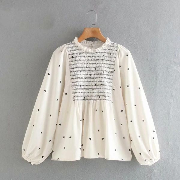 women's blouses & shirts women sweet agaric lace hearts print elastic smock blouse office ladies lantern sleeve chic blusas 2021, White
women's blouses & shirts women sweet agaric lace hearts print elastic smock blouse office ladies lantern sleeve chic blusas 2021, White