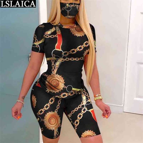tracksuit women summer fashion short sleeve t-shirt pants tracksuits for chain print casual sets with mask 210515, White
tracksuit women summer fashion short sleeve t-shirt pants tracksuits for chain print casual sets with mask 210515, White