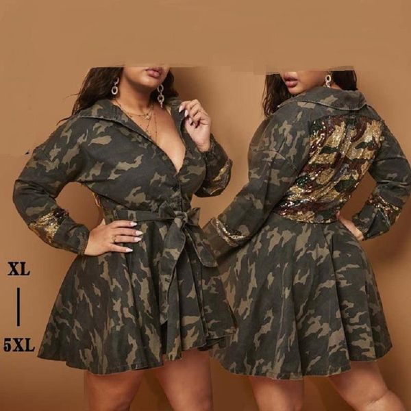 women's jackets 5xl plus size ladies women long coats camouflage printed sashes full sleeve button turn down collar a-line outwear, Black;brown
women's jackets 5xl plus size ladies women long coats camouflage printed sashes full sleeve button turn down collar a-line outwear, Black;brown