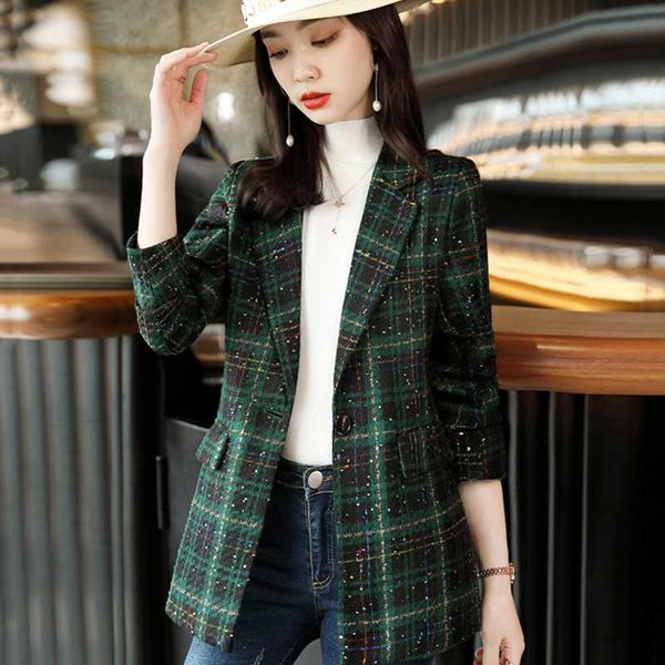 women's suits & blazers high-quality fashion all-match plaid suit jacket female 2021 spring and autumn retro casual temperament small, White;black
women's suits & blazers high-quality fashion all-match plaid suit jacket female 2021 spring and autumn retro casual temperament small, White;black