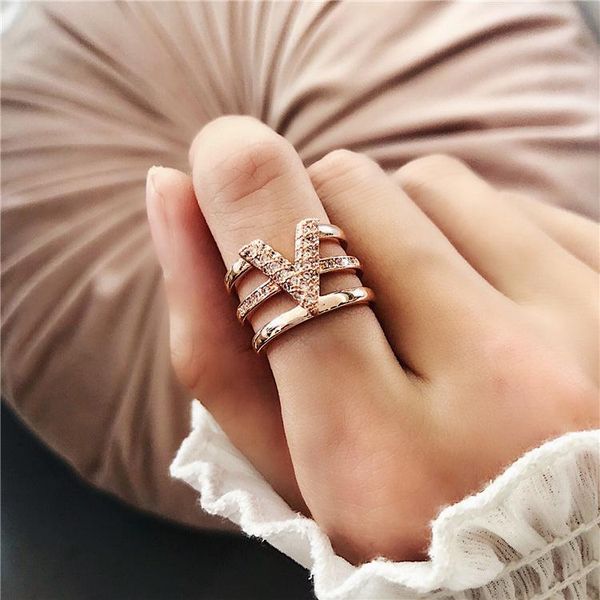 cluster rings luxury rose gold color multilayer crystal geometric v shape adjustable open for women wedding bridal party jewelry, Golden;silver
cluster rings luxury rose gold color multilayer crystal geometric v shape adjustable open for women wedding bridal party jewelry, Golden;silver