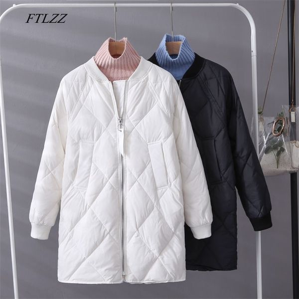 ftlzz winter women white duck down parka ultra light loose zipper baseball uniform jacket female casual long outwear 211118, Black
ftlzz winter women white duck down parka ultra light loose zipper baseball uniform jacket female casual long outwear 211118, Black