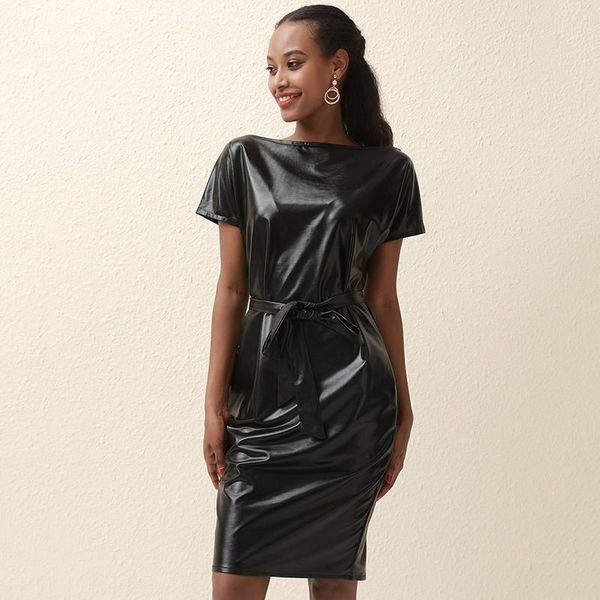 casual dresses women fashion leather a-line o-neck black dress short sleeve pu s-xxl, Black;gray
casual dresses women fashion leather a-line o-neck black dress short sleeve pu s-xxl, Black;gray