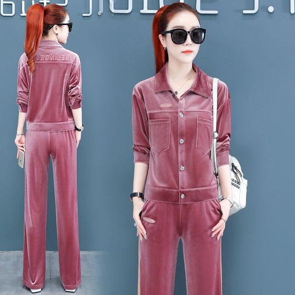 women's tracksuits sweater suit 21 spring and autumn velvet wide leg pants 2-piece sportswear for 25-35 years old, Gray
women's tracksuits sweater suit 21 spring and autumn velvet wide leg pants 2-piece sportswear for 25-35 years old, Gray