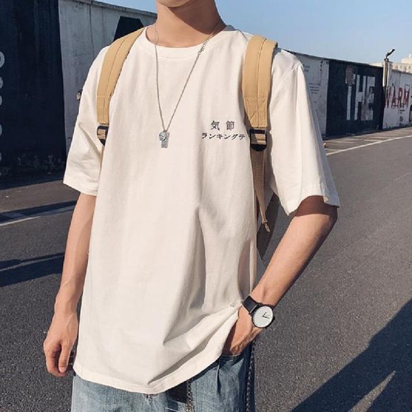 men's t-shirt summer short sleeves loose letter printing simple atmosphere young students 5 minute t-shirts, White;black
men's t-shirt summer short sleeves loose letter printing simple atmosphere young students 5 minute t-shirts, White;black