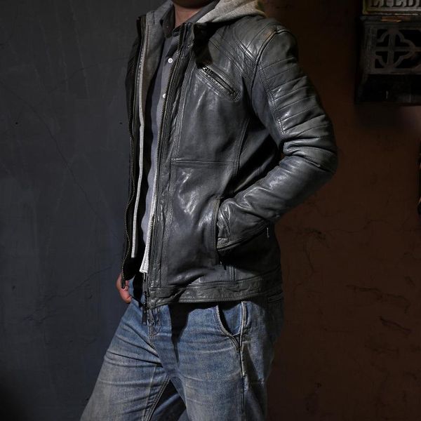 men's leather & faux yr.autumn young men vintage genuine jacket.quality tanned sheepskin coat,luxury cloth, Black
men's leather & faux yr.autumn young men vintage genuine jacket.quality tanned sheepskin coat,luxury cloth, Black