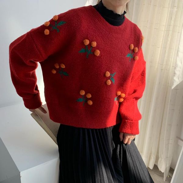 christmas 3d plush ball cute cherry sweater women's pullover casual loose knitted jumpers short harajuku female kawaii sweaters, White;black
christmas 3d plush ball cute cherry sweater women's pullover casual loose knitted jumpers short harajuku female kawaii sweaters, White;black