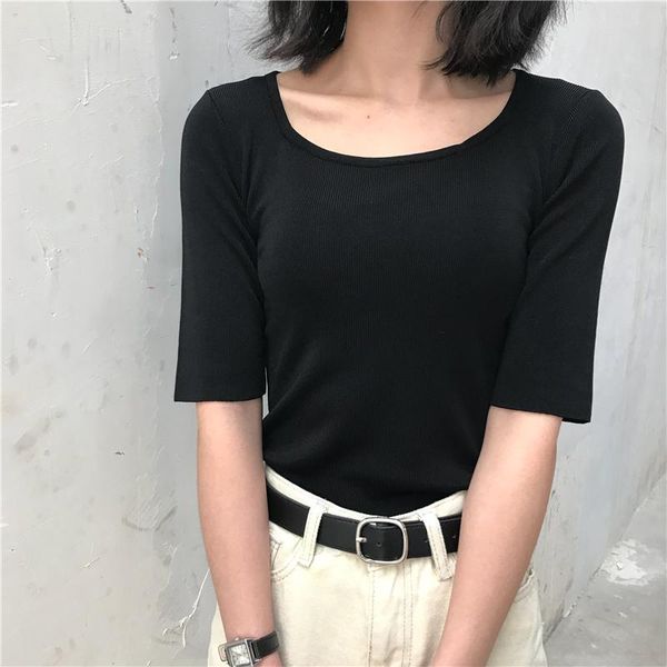 women's t-shirt pink short sleeve knitted tshirt summer all-match casual slim retro square collar korean fashion white female
women's t-shirt pink short sleeve knitted tshirt summer all-match casual slim retro square collar korean fashion white female