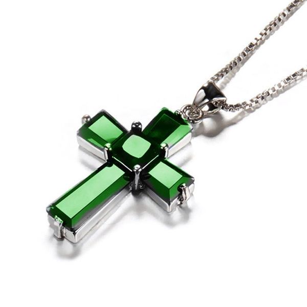 pendant necklaces fashion crucifix necklace classic cross design women created emerald stone jewelry gift, Silver
pendant necklaces fashion crucifix necklace classic cross design women created emerald stone jewelry gift, Silver