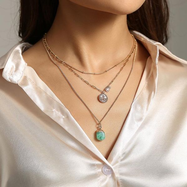 chains 5sets/lot wholesale simple multi-layer choker round piece necklaces green resin trendy chain necklace jewelry for women in bulk, Silver
chains 5sets/lot wholesale simple multi-layer choker round piece necklaces green resin trendy chain necklace jewelry for women in bulk, Silver