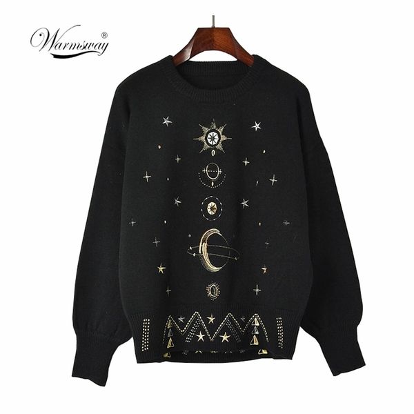 design starry sky embroidery sweater high-end autumn winter loose jumper women pullover knit runway c-055 210522, White;black
design starry sky embroidery sweater high-end autumn winter loose jumper women pullover knit runway c-055 210522, White;black