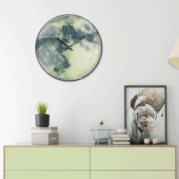 wall clocks 30 cm moon luminous glass clock 2021 arrival brief circular quartz home decor bedroom decoration gifts
