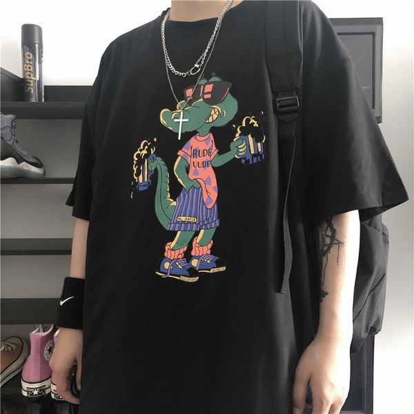 summer short t-shirt men's loose ins trend versatile 5- korean fashion brand cartoon half sleeve top, White;black
summer short t-shirt men's loose ins trend versatile 5- korean fashion brand cartoon half sleeve top, White;black