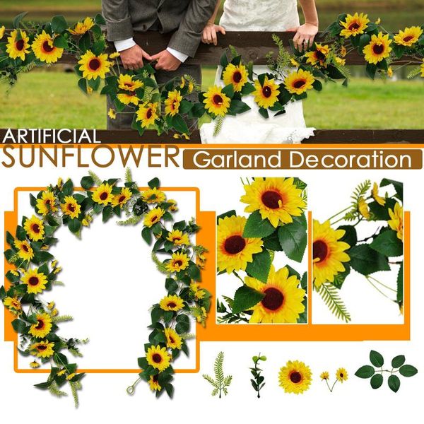 195cm simulation garland decoration artificial sunflower silk vine for wedding table home decorative flowers & wreaths
195cm simulation garland decoration artificial sunflower silk vine for wedding table home decorative flowers & wreaths